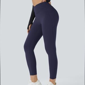 HALARA Blue High-Rise Leggings. Butt/shaping, sandwich waist. Large.